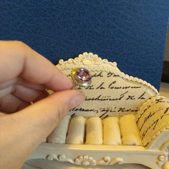 Genuine Amethyst Silver Ring - Picture 6 of 7